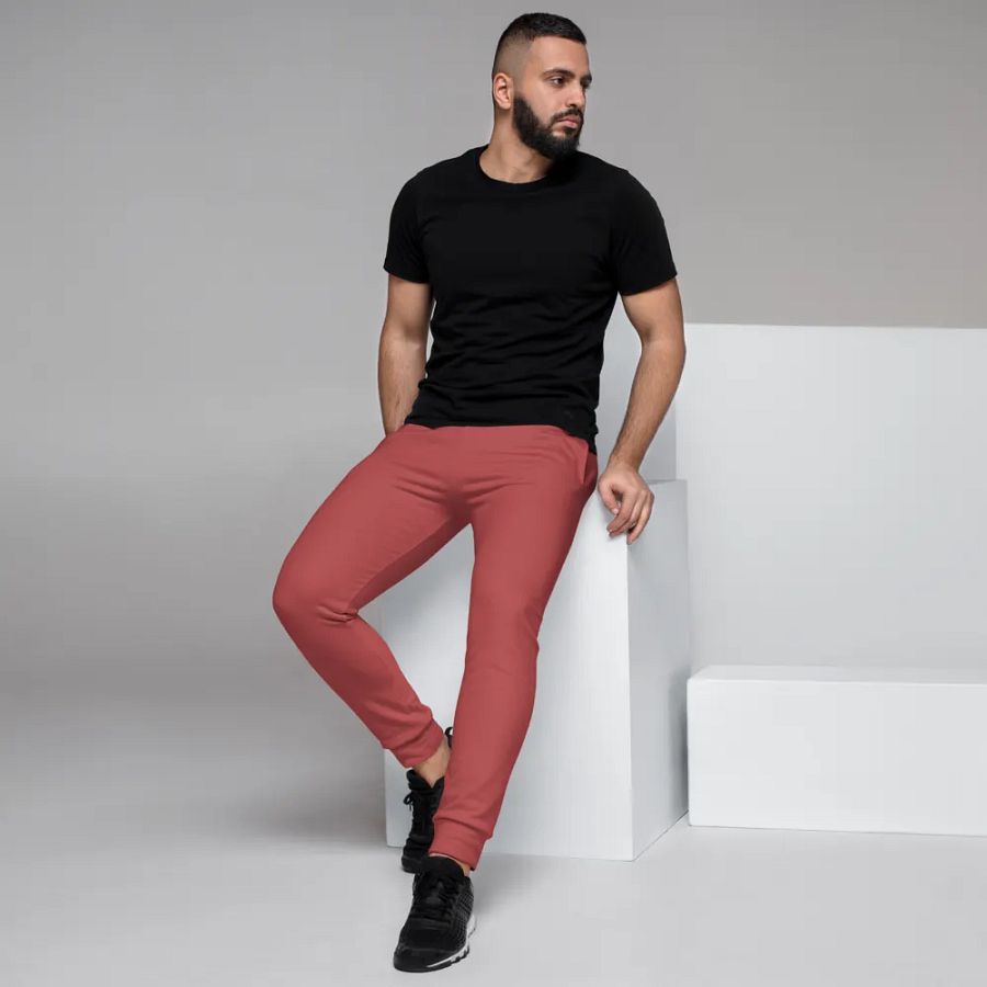 Plain Brick Red Soft Summer Recycled Polyester Premium Men's Joggers by Treasure Pie product image (7)