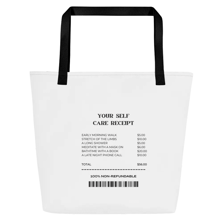 'Self care receipt" Tote bag with pocket product image (1)