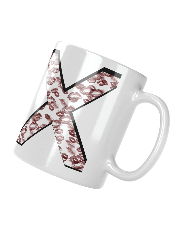 White X Burgundy Lipstick Kisses | Glossy White Mug product image (5)