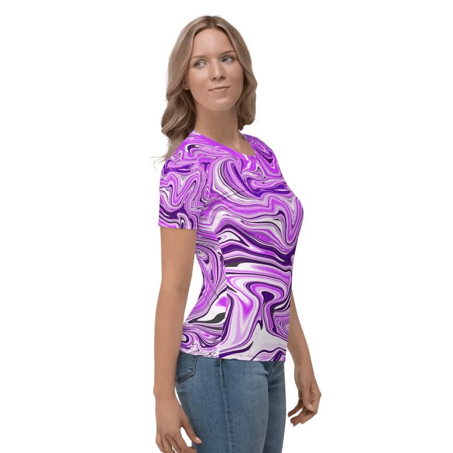 Women's Crew Neck Tshirt - Purple Digital Fluid Art product image (4)