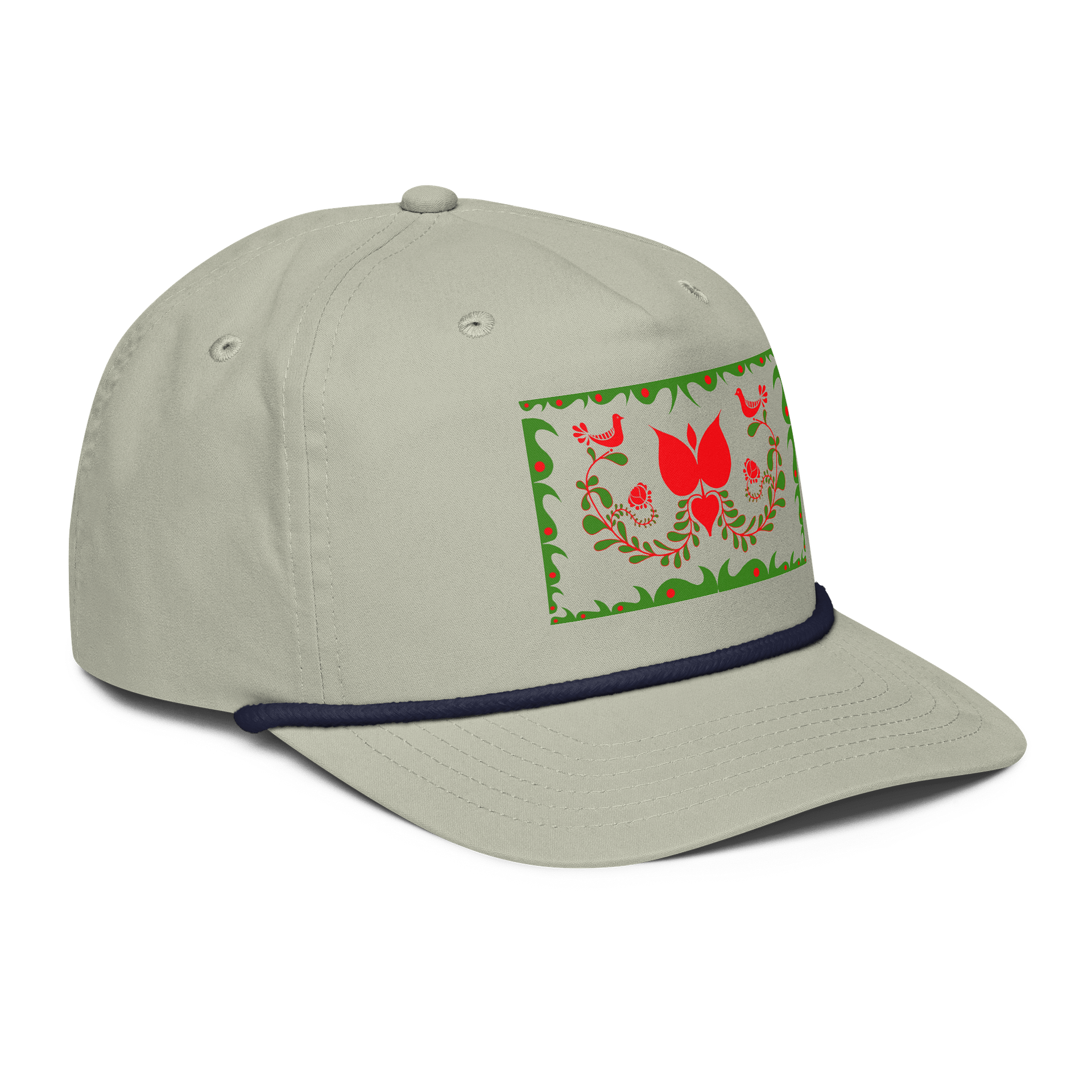Hungarian Floral and Bird Design Golf Rope Cap product image (4)