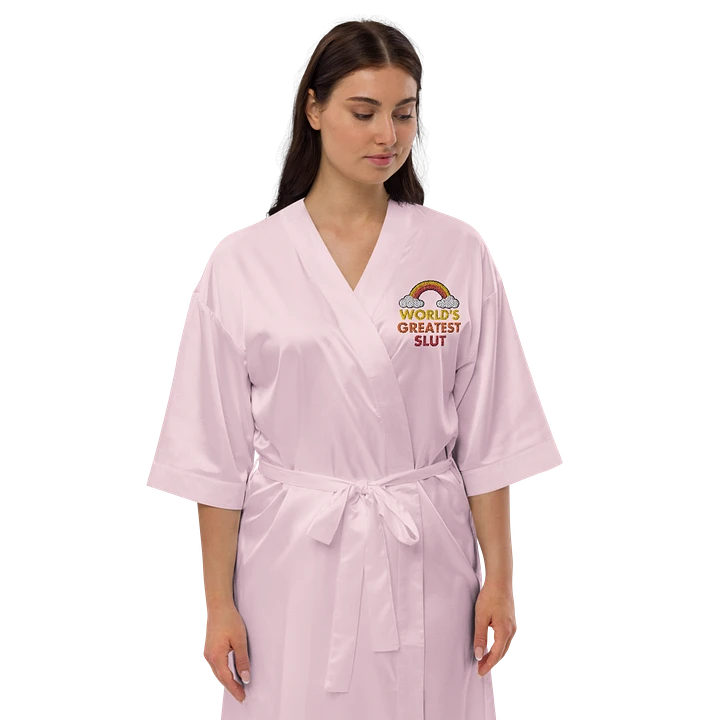 World's Greatest Slut embroidered satin robe product image (4)