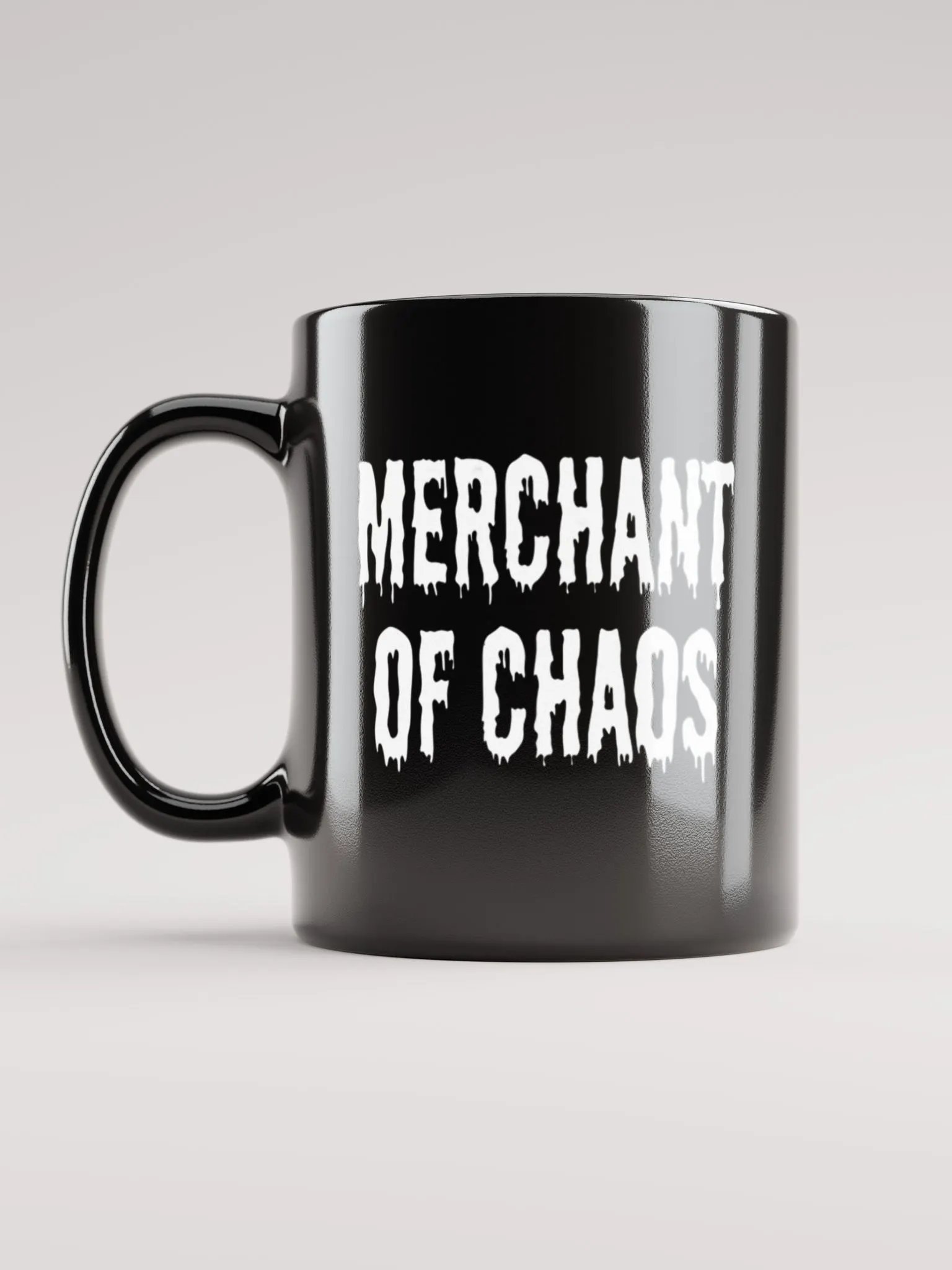 Merchant of Chaos Mug - Black, white lettering product image (1)