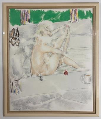 Woman Painting Her Toenails (circa 1984) Framed Original product image (1)