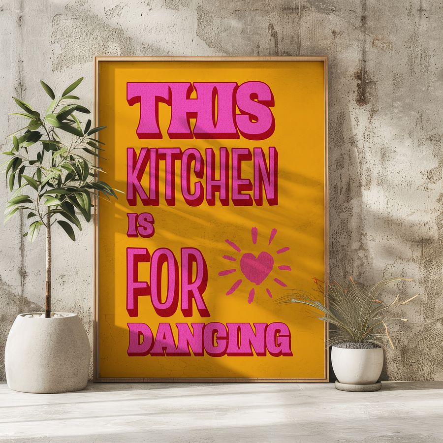 THIS KITCHEN IS FOR DANCING Retro Typography Art Print product image (7)