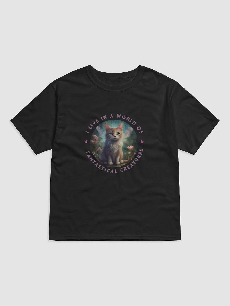 I Live in a World of Fantastical Creatures Kitten Relaxed Fit T-shirt product image (2)
