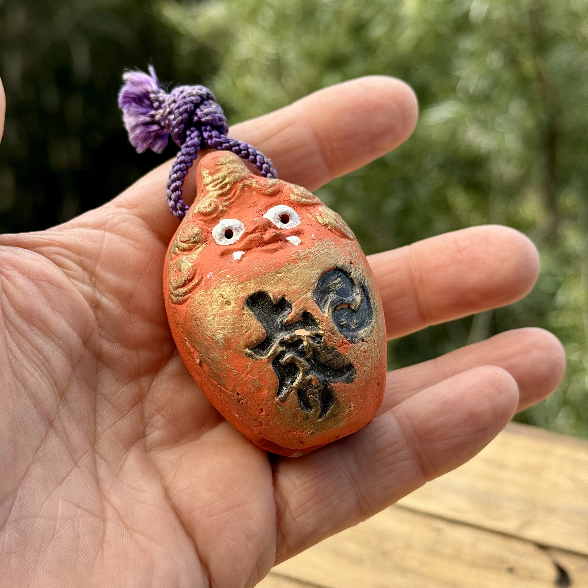 🎎 Japan Antique Oni Bell of Good Fortune - Mid-Showa Era Ceramic Charm product image (5)