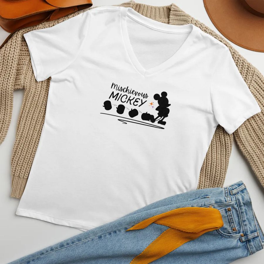 Mischievous Mickey Fall Women's V Neck Tee product image (7)