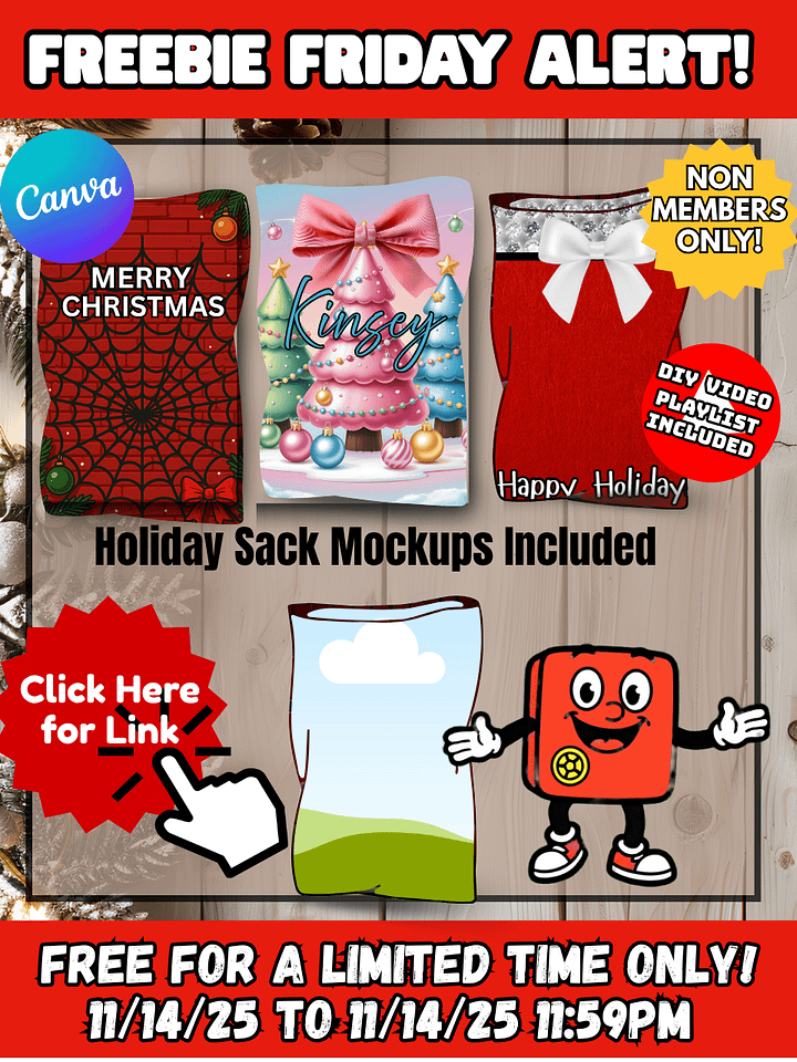 (3) Non Members Only 22 x 34 Inch Sublimation Holiday Santa Sack Templates product image (1)