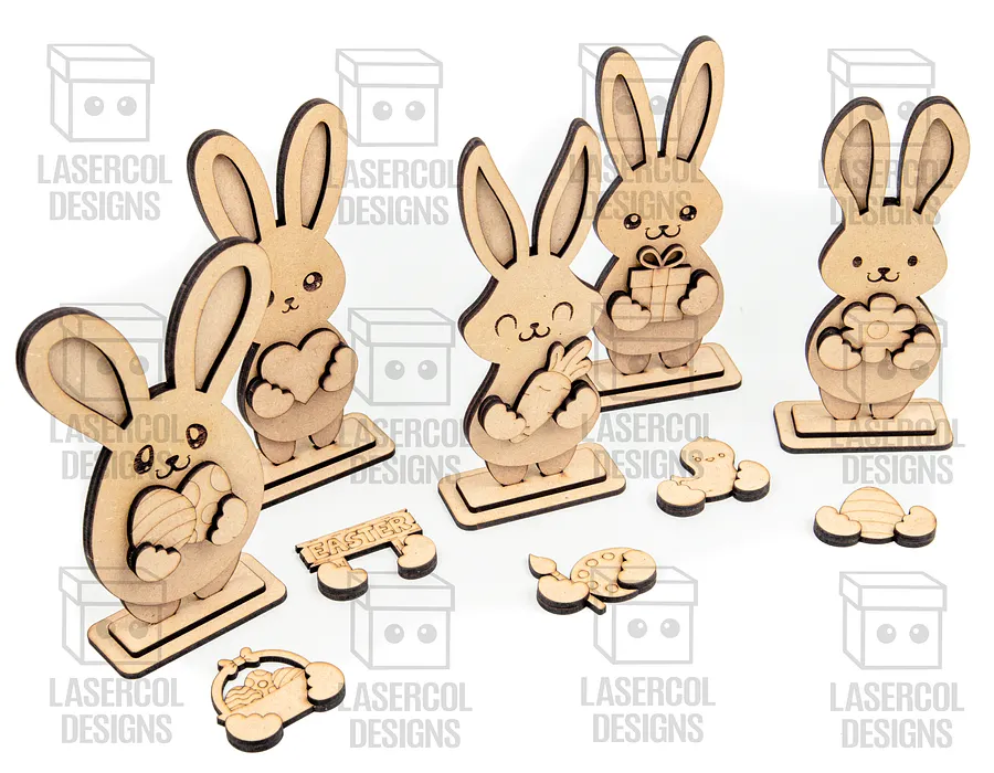 Easter Bunny Bundle Set (10 Styles, 2 Sizes) - Laser Cut Files product image (7)