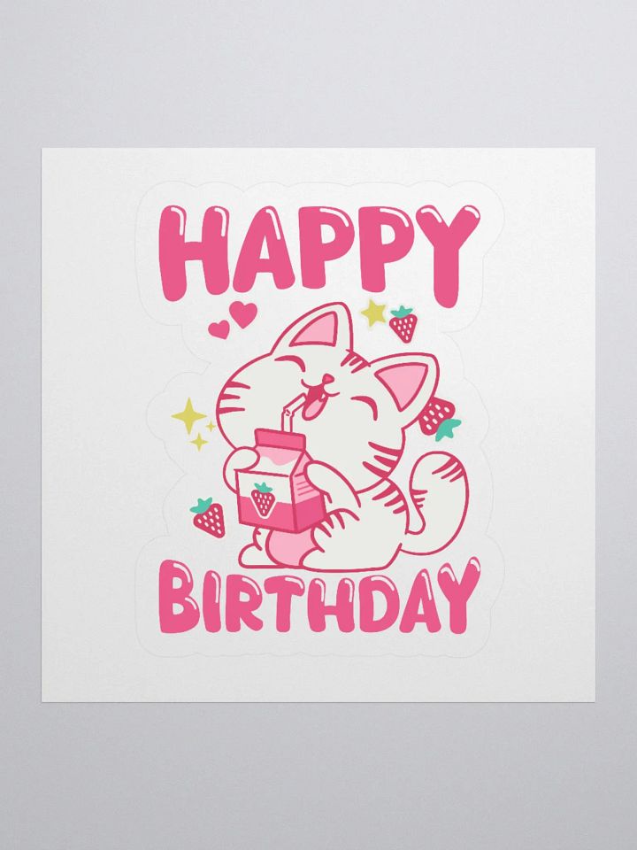 Happy Birthday (Cat Strawberry) Sticker product image (1)