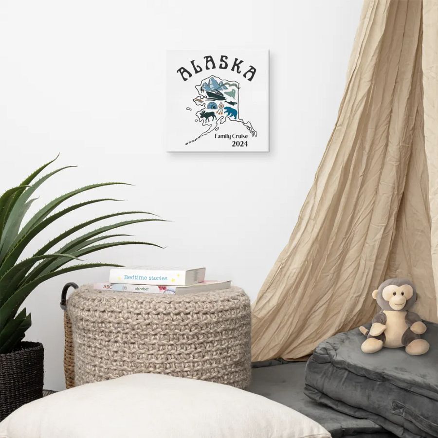 Alaskan Adventure: hand-drawn map & landscapes canvas wall art product image (10)