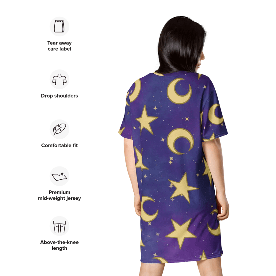 Cozy Moon and Stars Nighty Gown T-Shirt Dress product image (10)