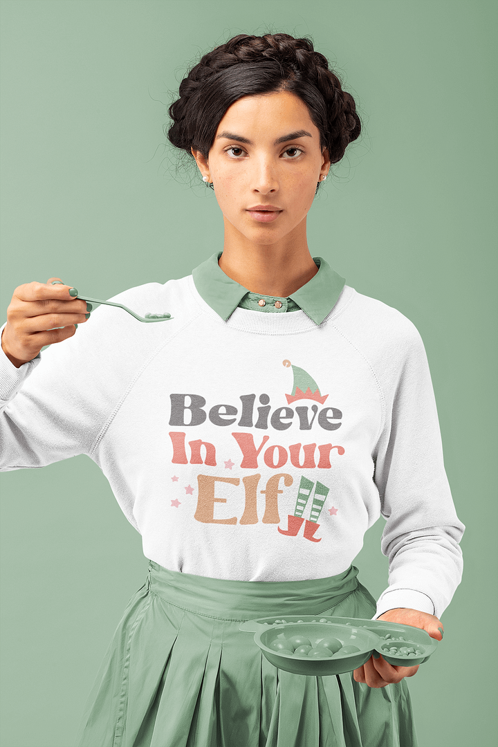 Believe In Your Elf Organic Raglan Sweatshirt product image (2)