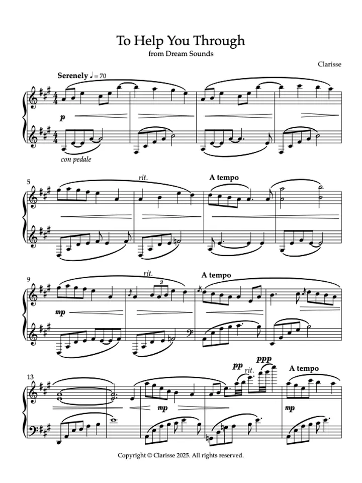 To Help You Through - Sheet Music product image (1)
