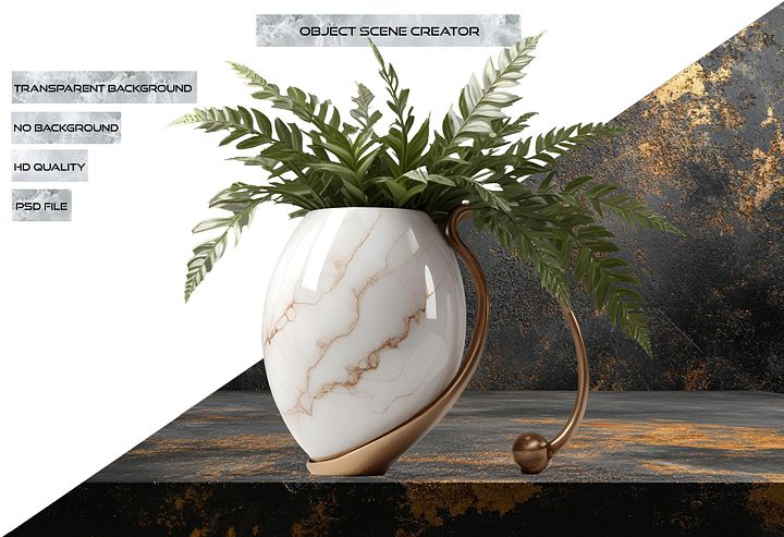 Organic Glamour – Elegant Copper and Quartz Planter PNG product image (2)