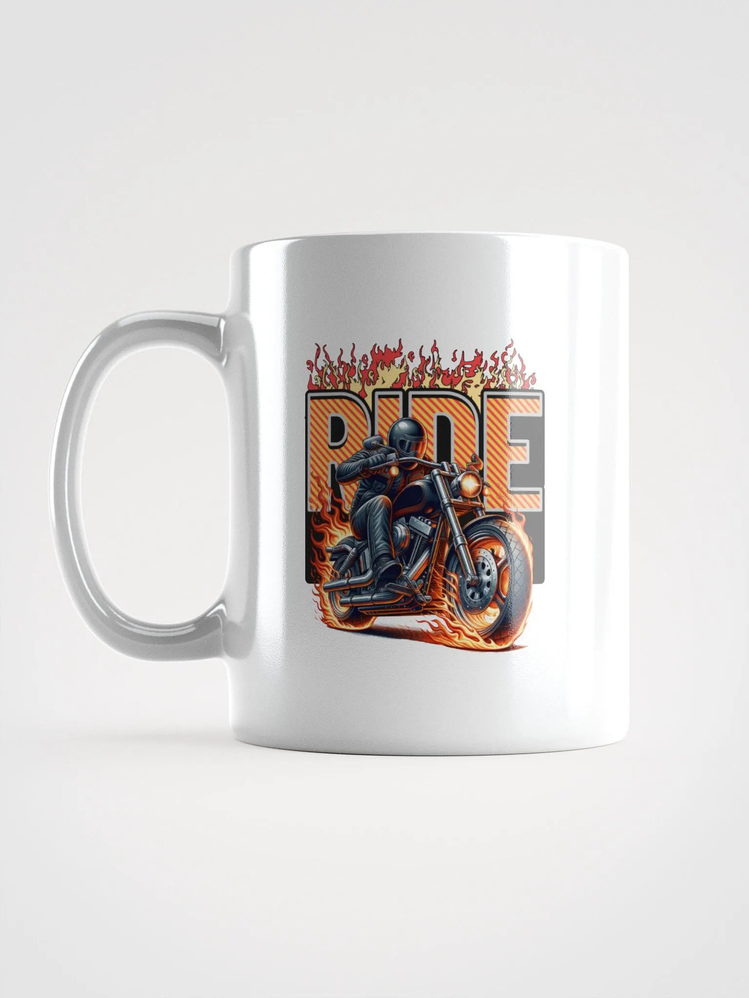 Ride Motorcycle Flaming White Mug product image (1)