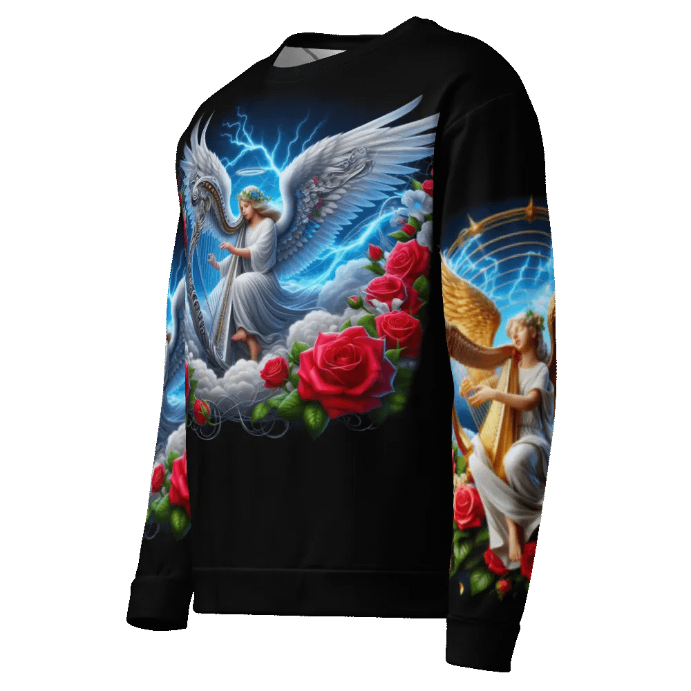 Angels making Music with a Harp - All-Over Unisex Sweatshirt #24 product image (7)