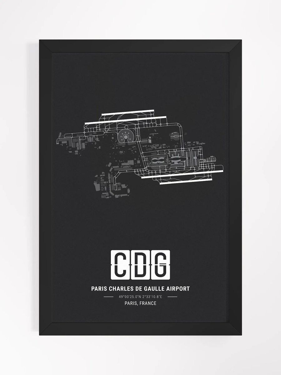 Framed Airport CDG Premium Map On Matt Paper product image (1)