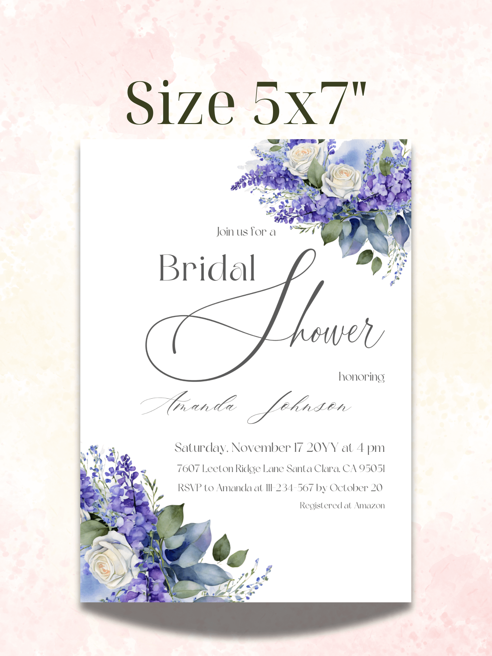 Blue Bridal Shower Invite, Rustic Wildflower Floral Invitation Canva Template, Printable Garden Party Theme Idea, Digital Download product image (2)