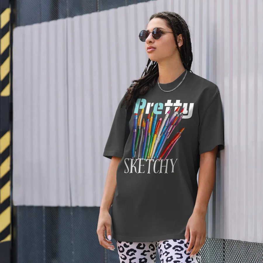 Pretty sketchy unisex T-shirt product image (8)