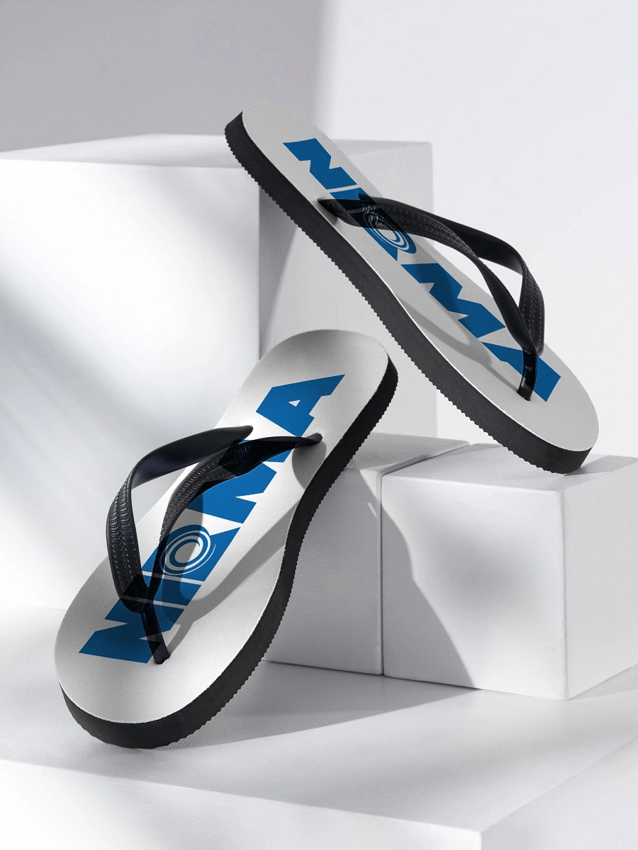 Classic NIRMA Logo Flip-Flops – Blue on White product image (2)
