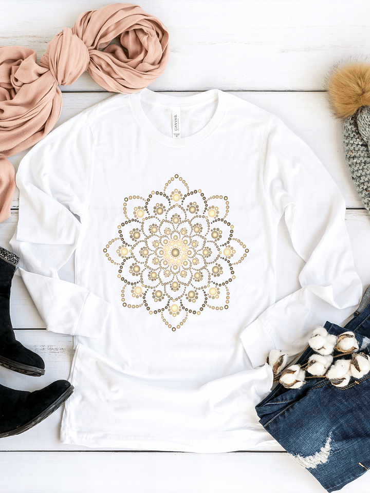Golden-Brown Mandala Long Sleeve T-Shirt product image (1)