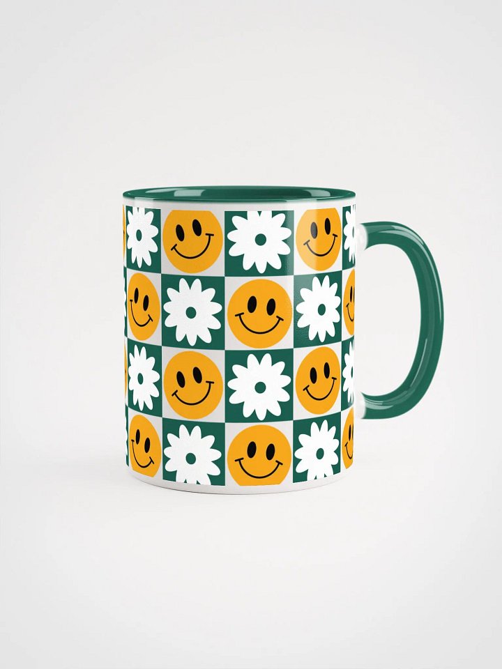Checkered Smiley & Flowers Mug product image (1)
