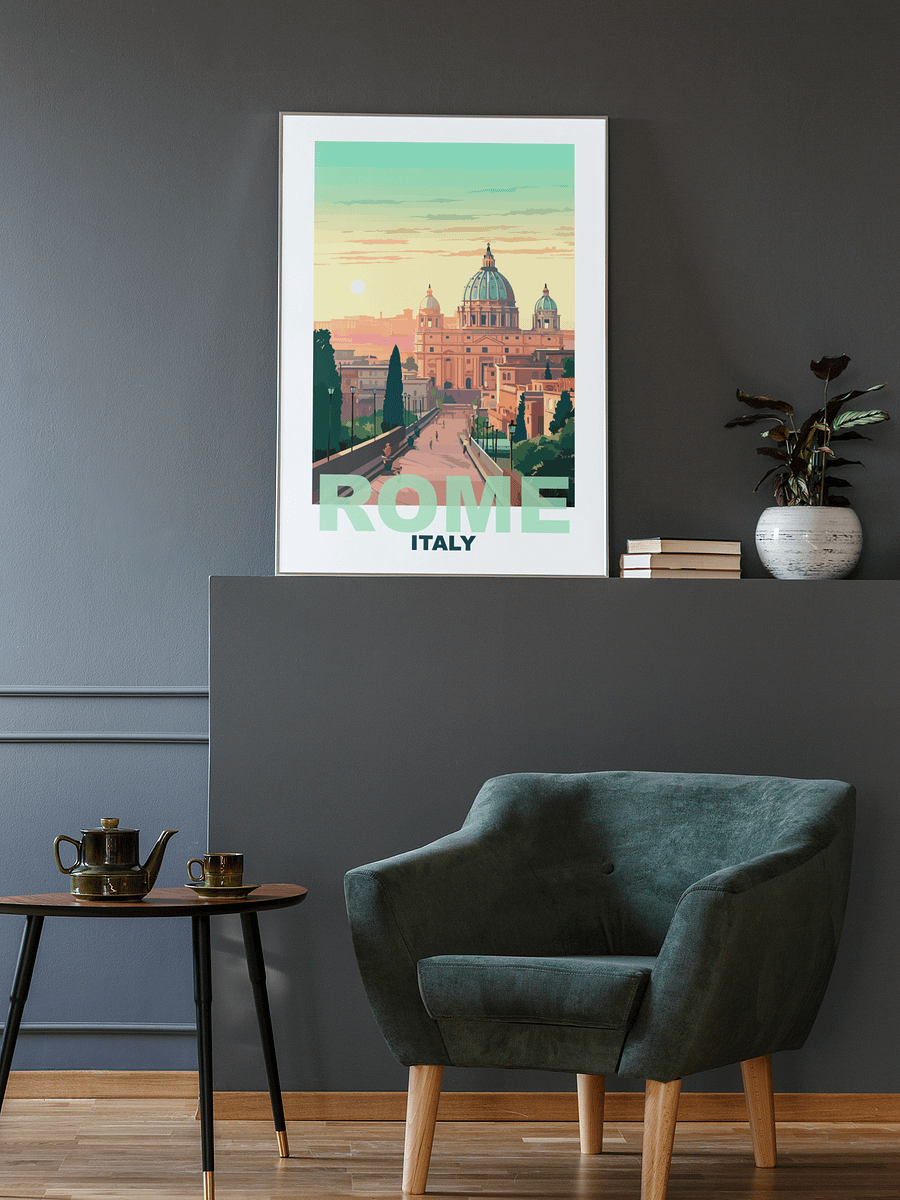 St. Peter's Basilica Vatican Cityscape, Rome Italy Sunset Poster, Historical Architecture Print, Italian Culture Wall Art, Travel Decor product image (2)