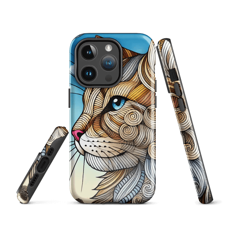 MagSafe® Tough Case for iPhone® | Feline Harmony: AI-Designed Cat Mandala Motif product image (3)