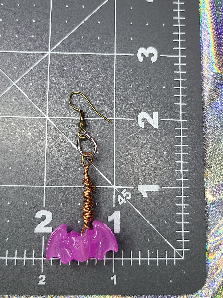 Glow in the Dark Pink Bat wire wrapped Earrings product image (4)