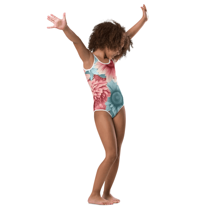 Child’s Blue And Pink Sunflower Bathing Suit product image (1)