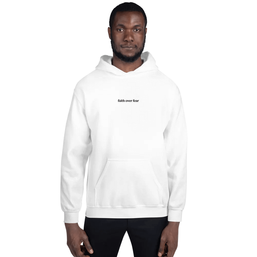 Minimalistic Unisex Faith Over Fear Embroided Hoodie (Black Embroided) product image (199)