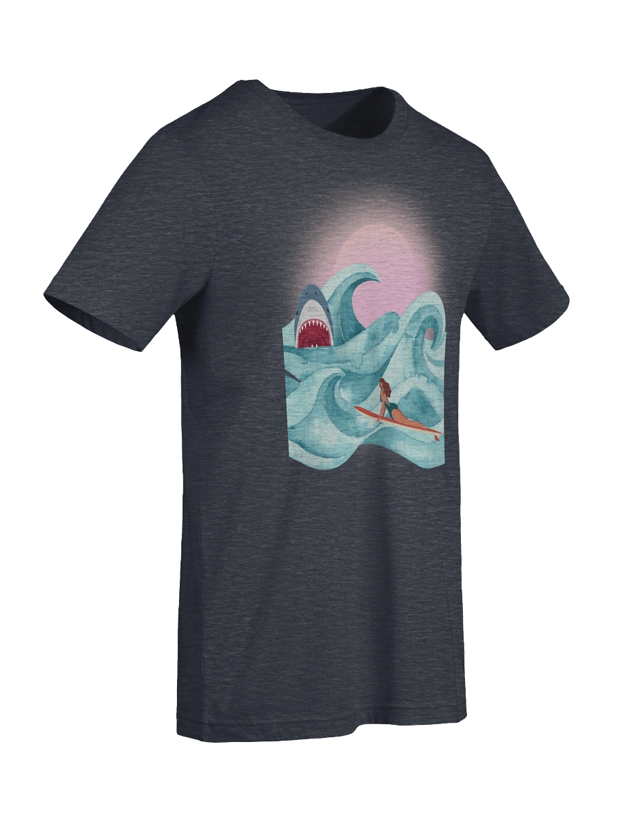 Retro Surfer & Shark Tee | Vintage Wave Rider with Bite product image (99)
