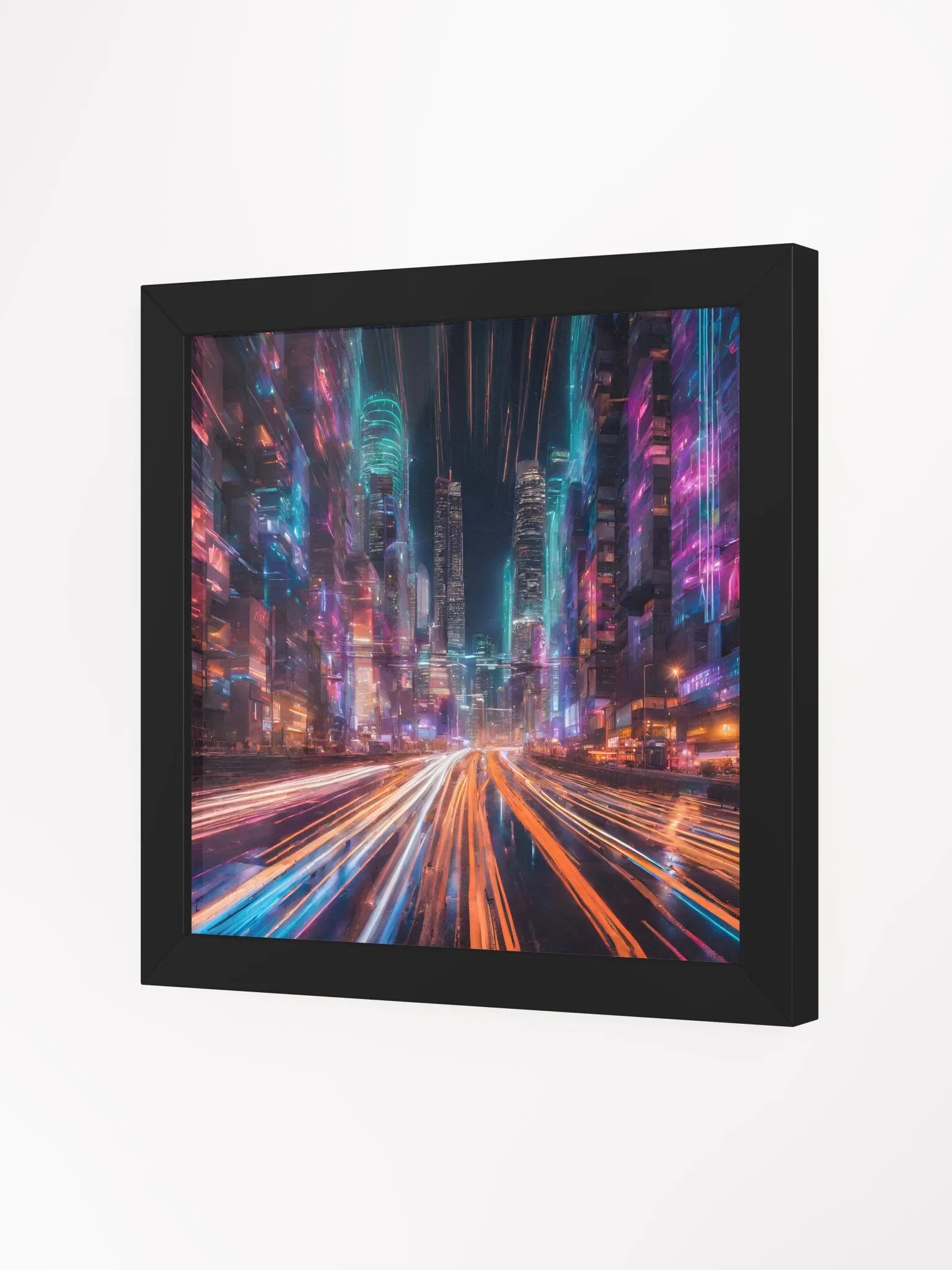 Cityscape and Neon Lights Series #1; Eco-Friendly Matte Poster Art product image (26)