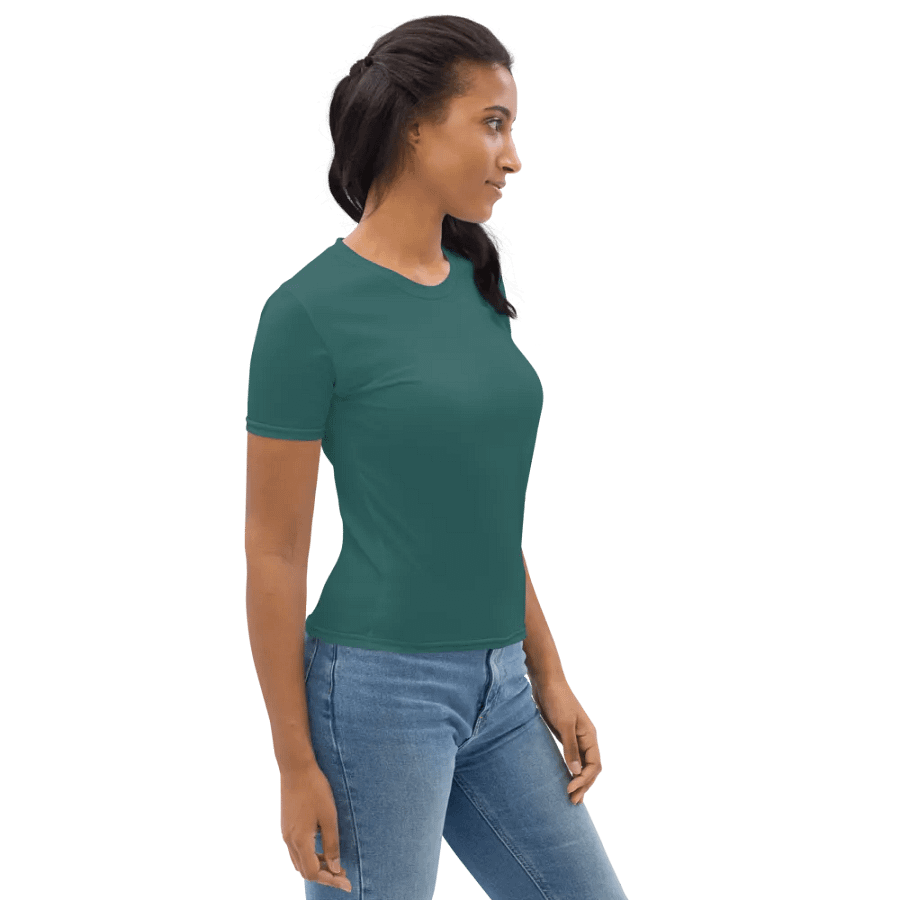 Plain Teal Green Soft Summer Women's Crewneck Polyester Heavyweight Premium T-Shirt by Treasure Pie product image (8)