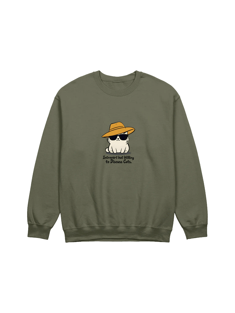 Unisex Midweight Crewneck Sweatshirt with Stylish Cartoon Cat Design product image (1)