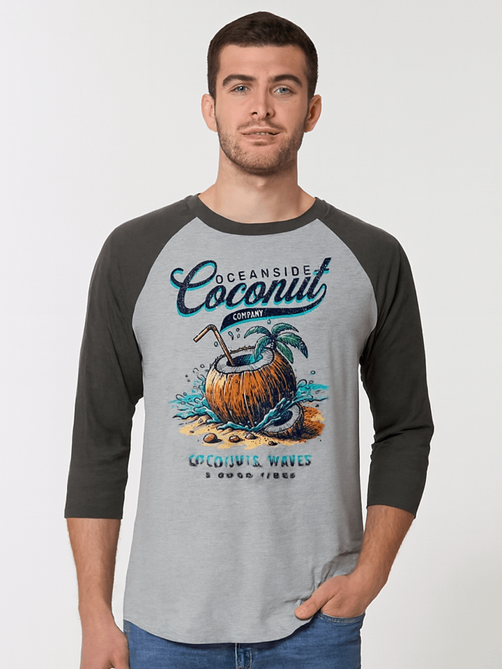 Tropical Coconut Beach Raglan Long Sleeve T-Shirt product image (1)