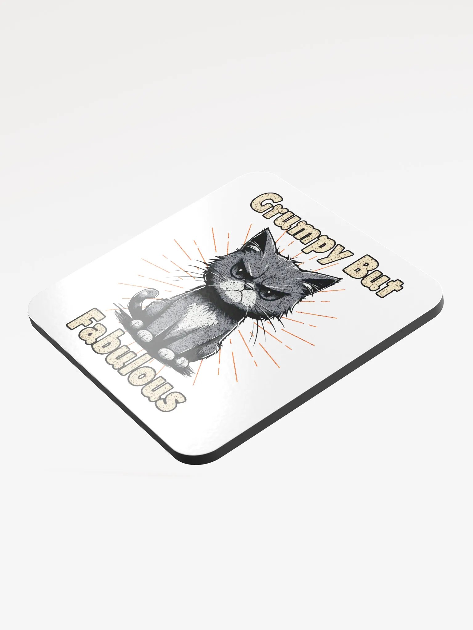 Grumpy But Fabulous Cat Glossed Cork Coaster product image (4)