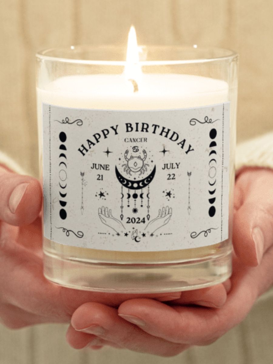 Celestial Cancer Birthdate Candle Design, Birth Month Birthday Gift product image (1)