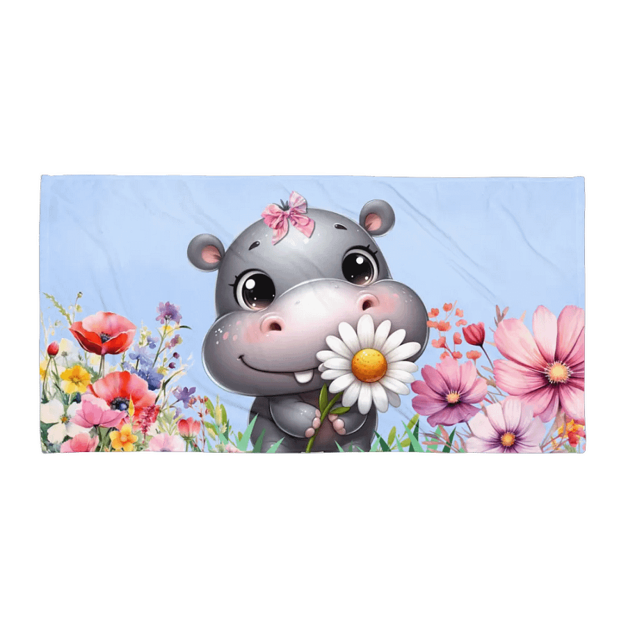 Hippo with flowers Towel product image (2)