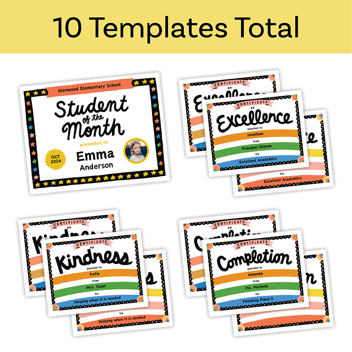 School Certificate Bundle Digital Download | Edit in Canva product image (2)