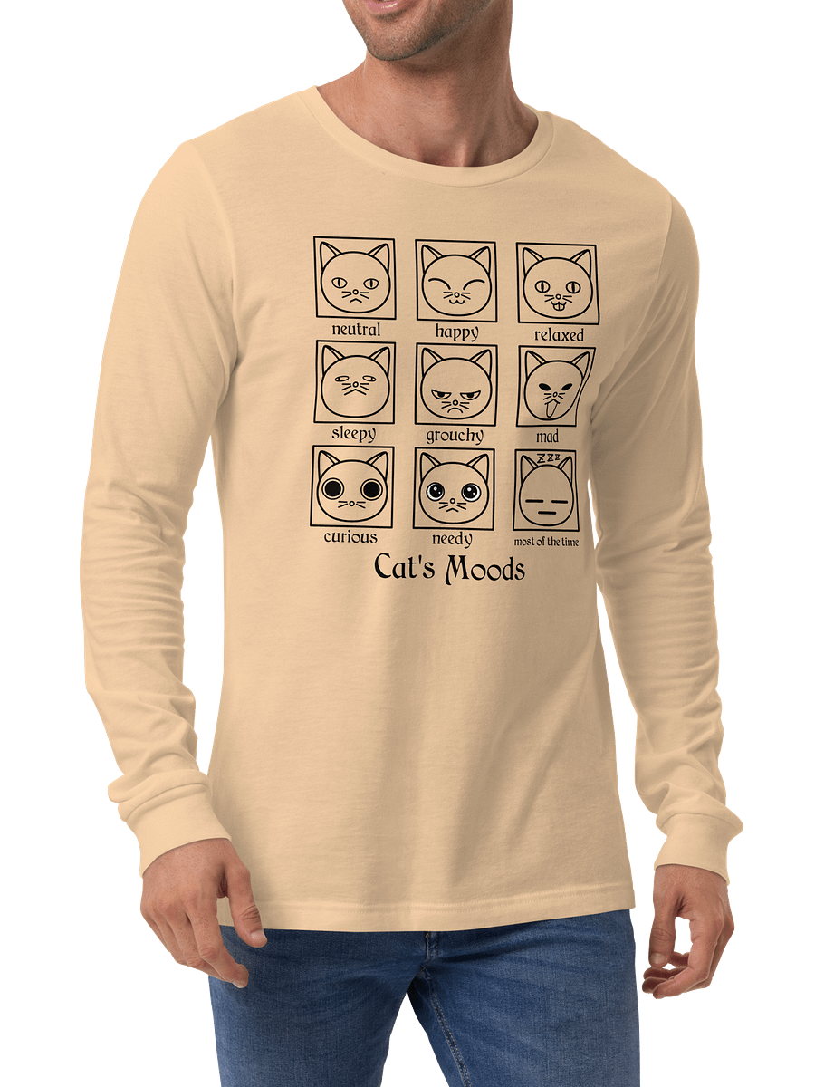 Cat's Moods Unisex Long Sleeve Tee, Black Print product image (4)