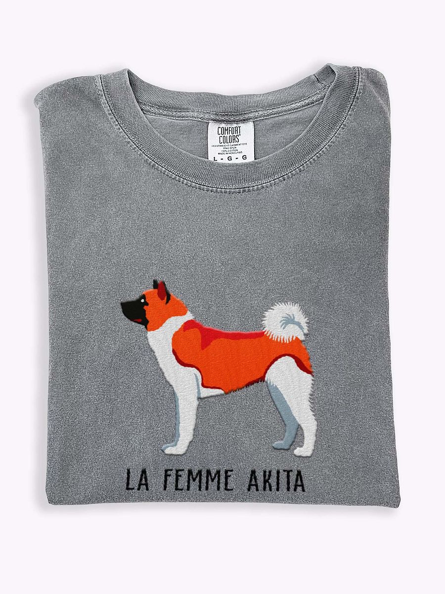 La Femme Akita T-Shirt(Embroidered) of an American Akita(Red) product image (1)