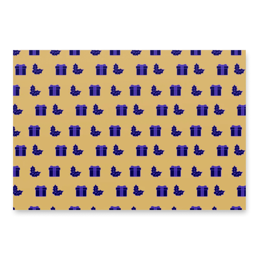 Elegant Holiday Wrapping Paper Set (3 Sheets) - Gold & Navy Christmas Icons product image (2)