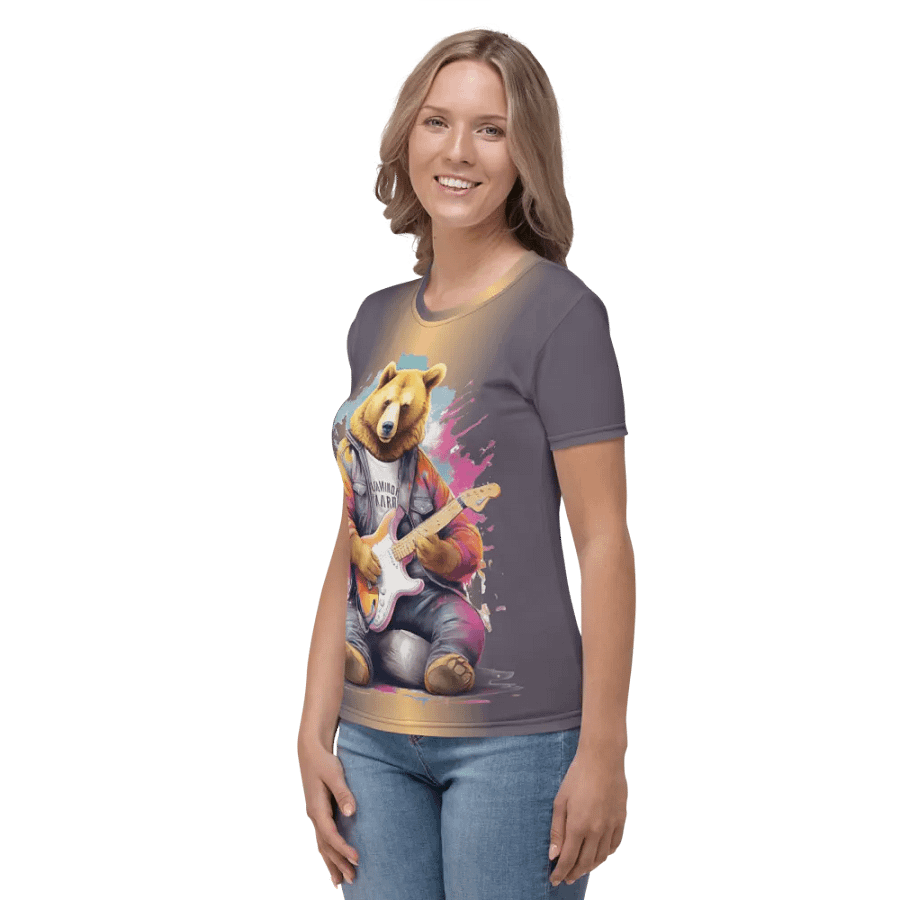 Bear Playing Guitar All Over Print T-shirt product image (4)