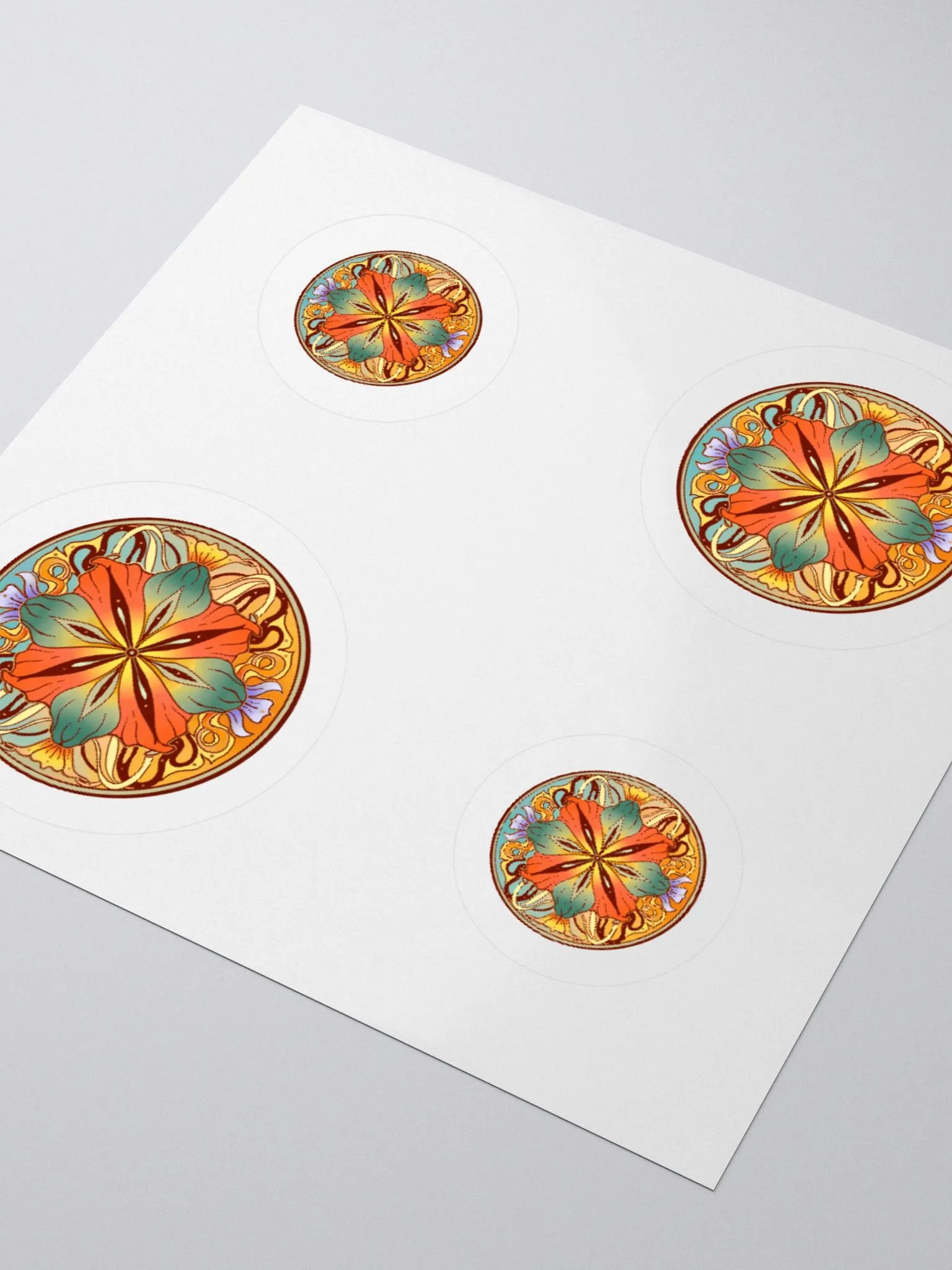 Teal Floral Mandala - Sticker Sheet product image (3)