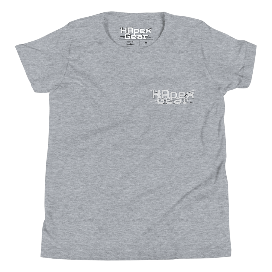 Youth Short Sleeve T-Shirt - Embroidered - White HApex Gear Black Logo product image (3)