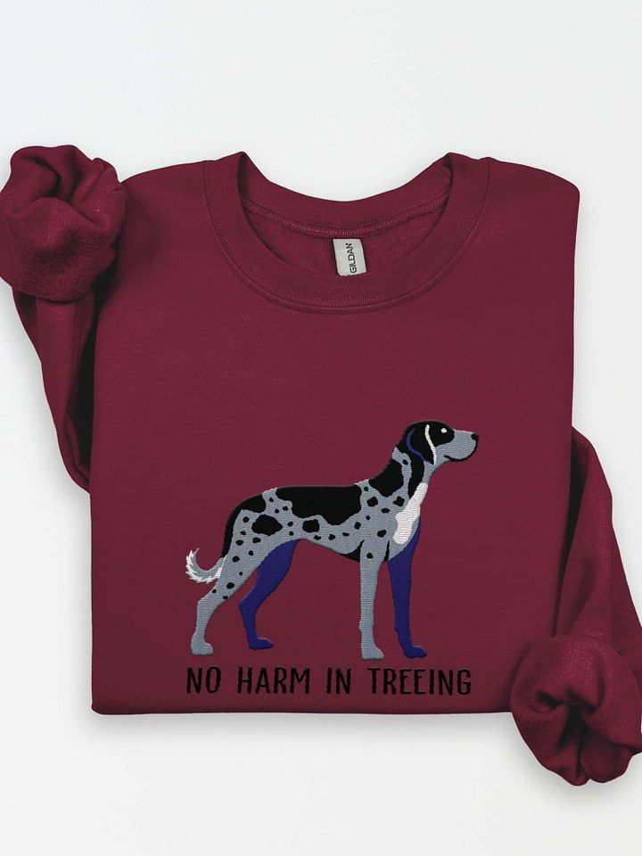 No Harm in Treeing Sweatshirt (Embroidered) of a Catahoula Leopard Dog(Blue Leopard) product image (1)