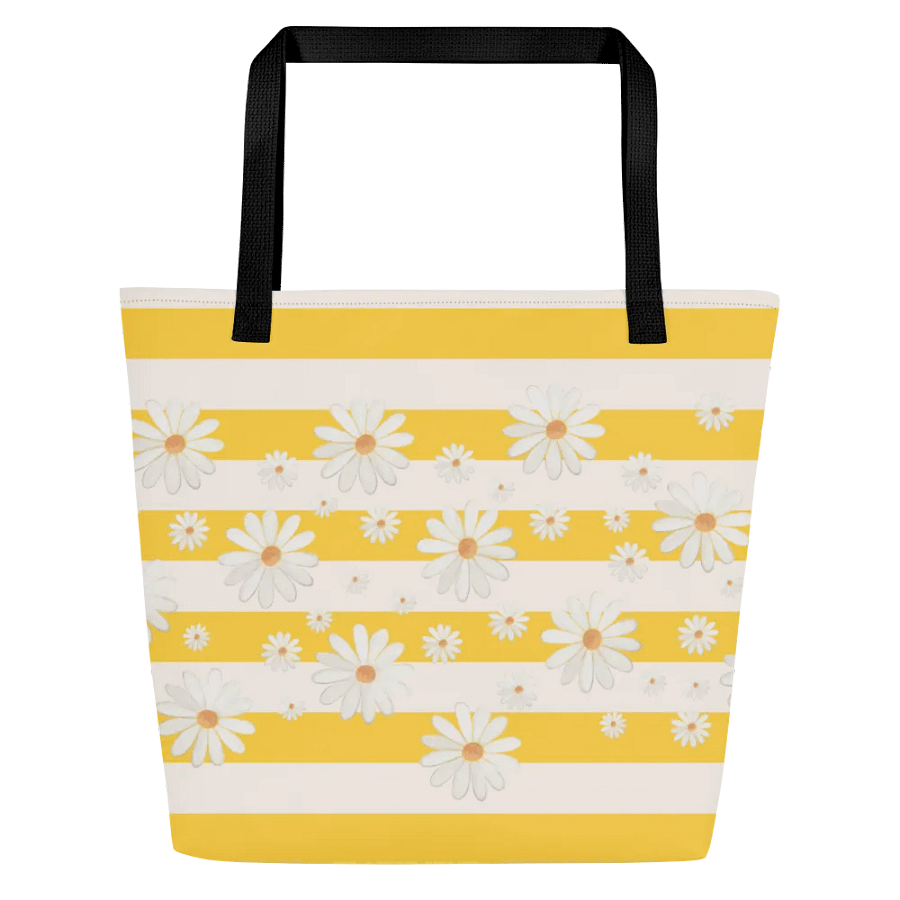 Daisy Happy Sunshine Stripes Large Tote Bag product image (3)